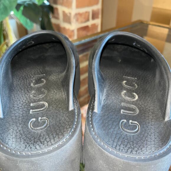 GUCCI Perforated G Black Rubber Platforms SZ 37 - Picture 3 of 5
